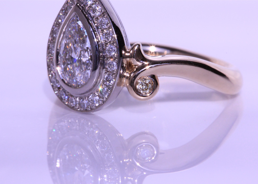 エシカルダイヤモンドの婚約指輪（オーダーメイド品）シャンパンゴールド×プラチナ