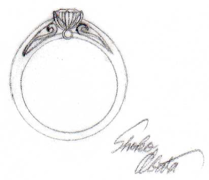 オーダーメイド婚約指輪のデザイン画