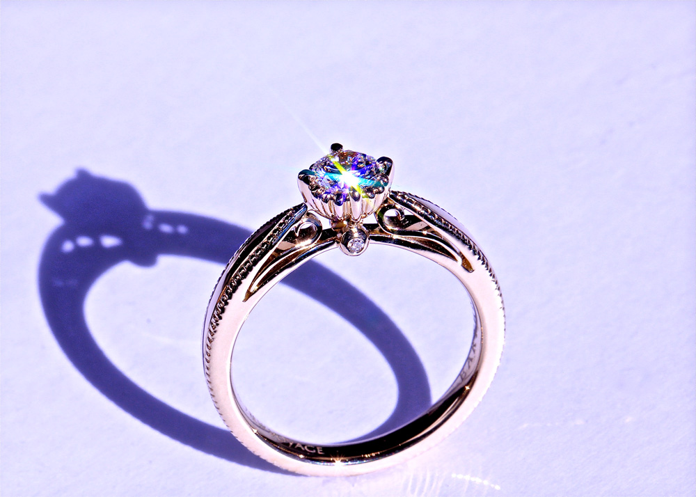エシカルダイヤモンドの婚約指輪（オーダーメイド品）シャンパンゴールド