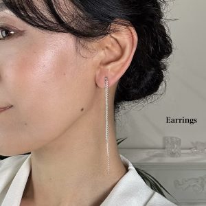 【清流 SEIRYU】ロングチェーンピアス / イヤリング (シルバー)