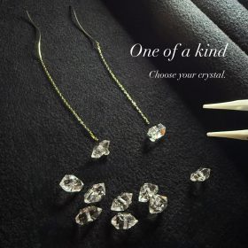 晶 SHO ダイヤモンドクリスタル・ロングチェーンウェーブピアス。お好きなダイヤモンドクリスタルをお選びいただける画像。